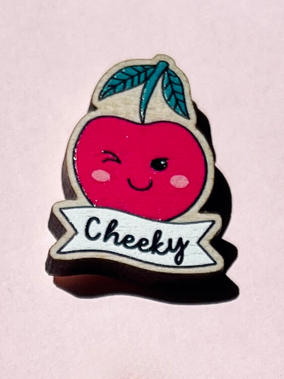 Kawaii Cherry Wooden Pin Badge