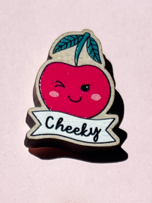 Kawaii Cherry Wooden Pin Badge